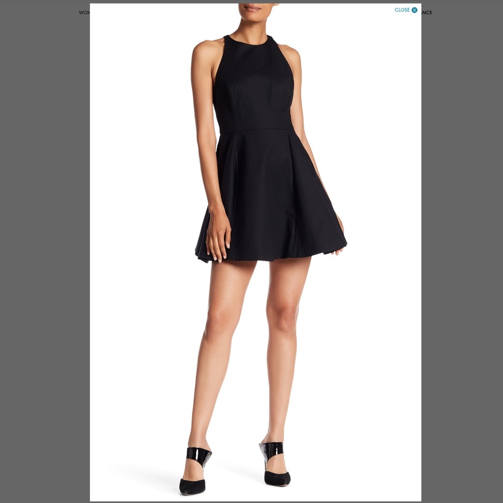 Halston Heritage Flare Hem Dress Black NWT